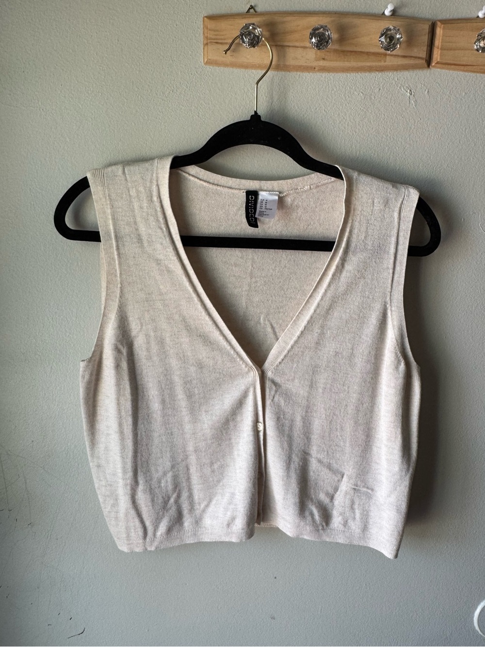 H&M Divided Cream Knit Button-Front Sweater Vest - Size M
